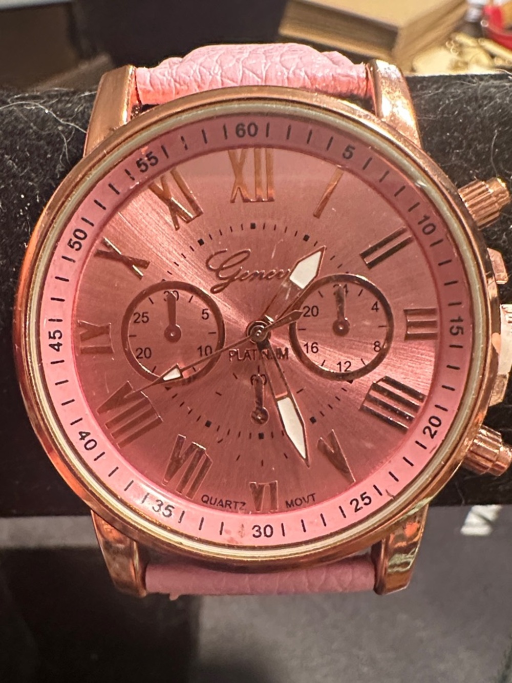 Geneva Pink Dial Rose Gold-Tone Chronograph Watch
263